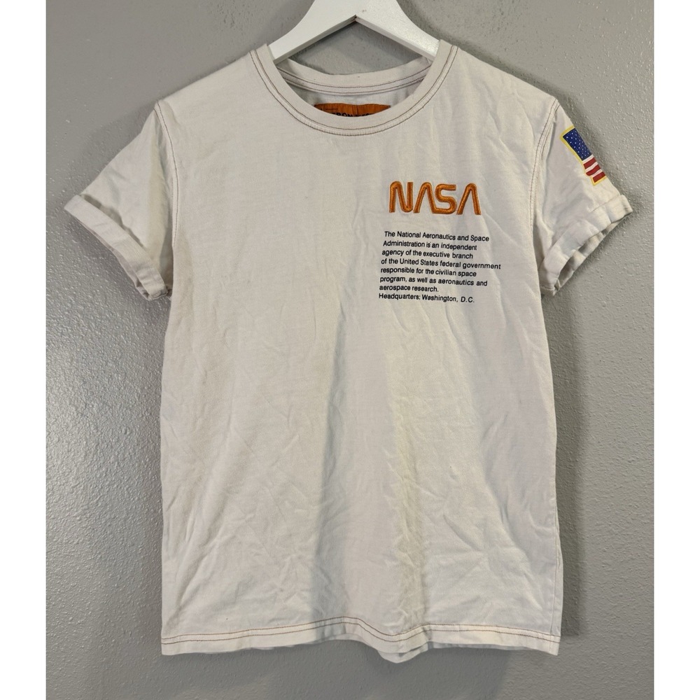 Heron Preston x NASA T Shirt M White Orange Made in Italy Designer Streetwear